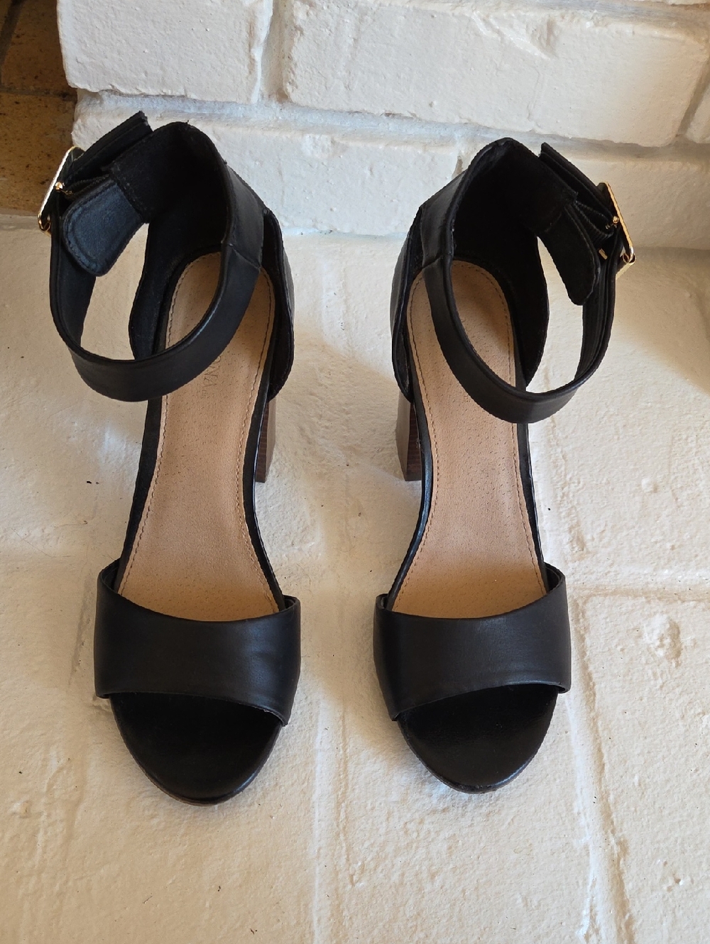 Merona Black Ankle-Strap Block Heel Sandals